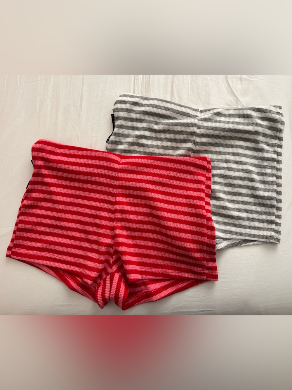 striped knit mini shorts